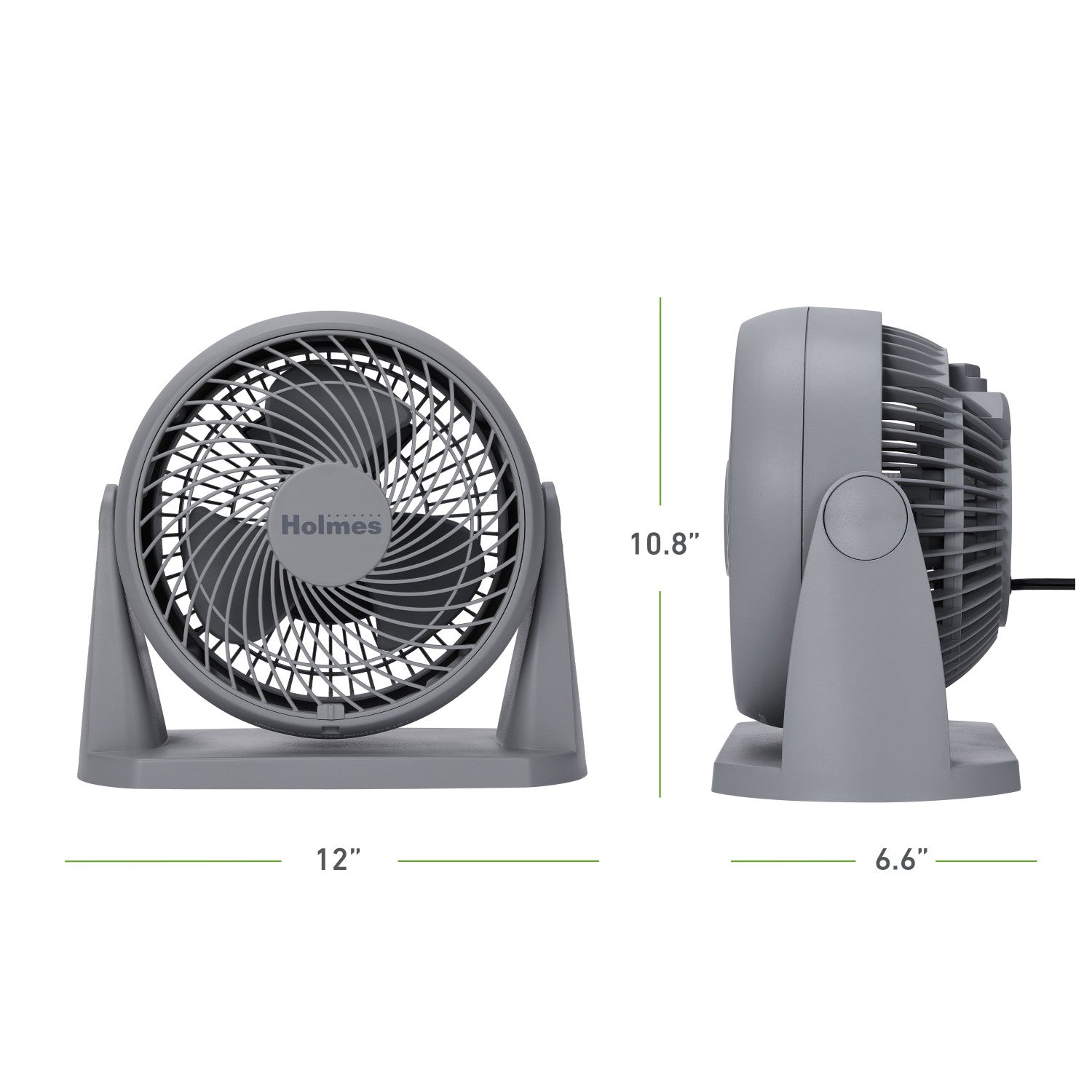 Holmes Blizzard 3-Speed Air Circulator Fan, 90° Adjustable Tilt, Removable Grill, Gray
