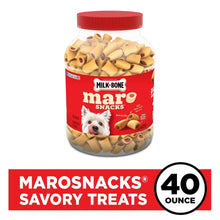 MaroSnacks dog treat jar with bone-shaped biscuits and 40 oz badge