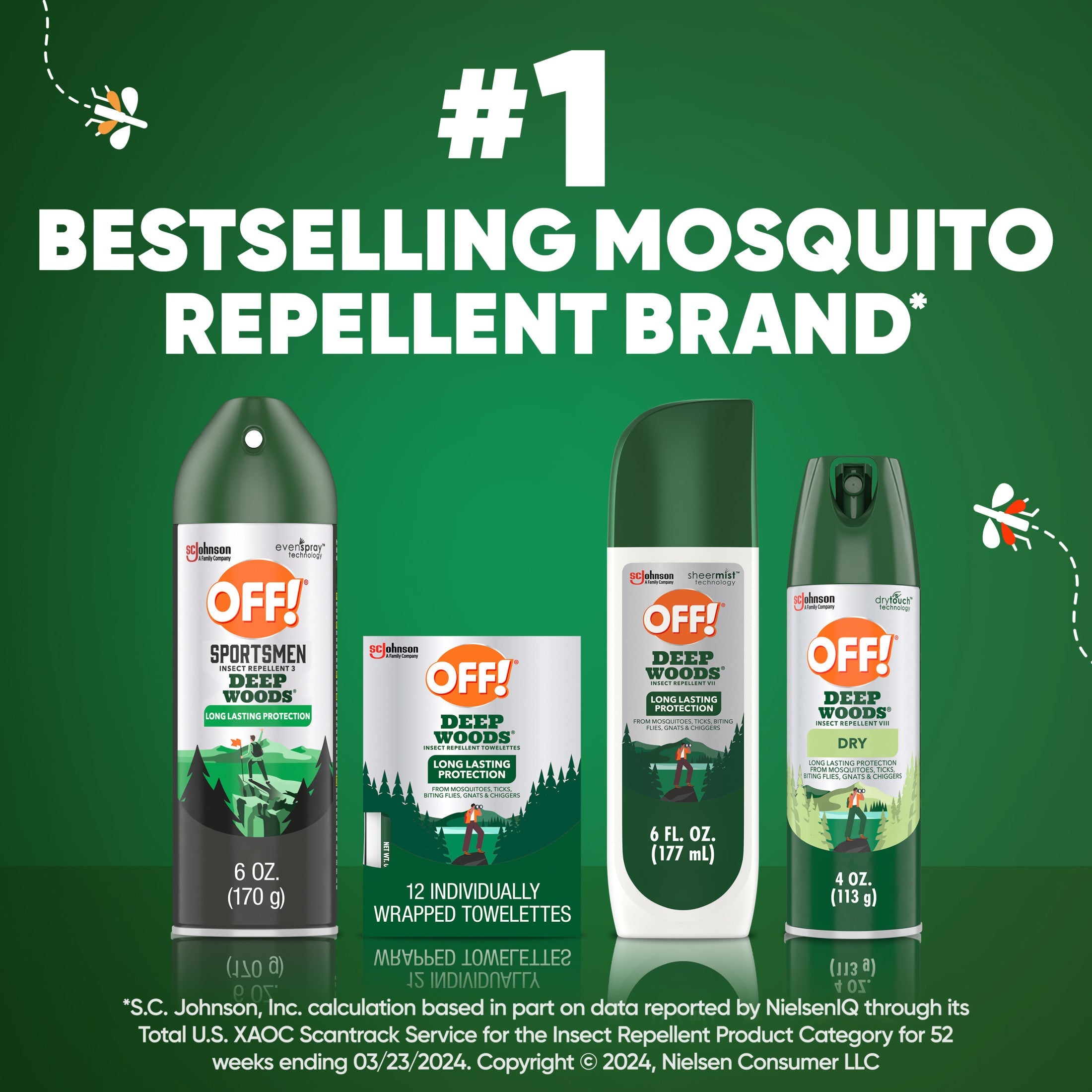 OFF! Deep Woods Insect Repellent Towelettes, Mosquito Repellent Wipes, 1 Pack, 12 Count