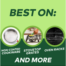 Dish care promo graphic with green scouring pad