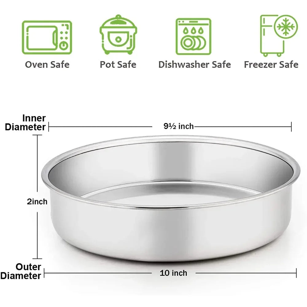 Vesteel Cake Pan, Stainless Steel Round Layer Cake Baking Pans, Non-Toxic & Healthy, Mirror Finish & Dishwasher Safe - USA MEGA SHOP