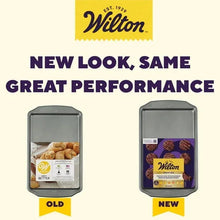 Wilton nonstick baking sheet packaging with dark gray pan shown