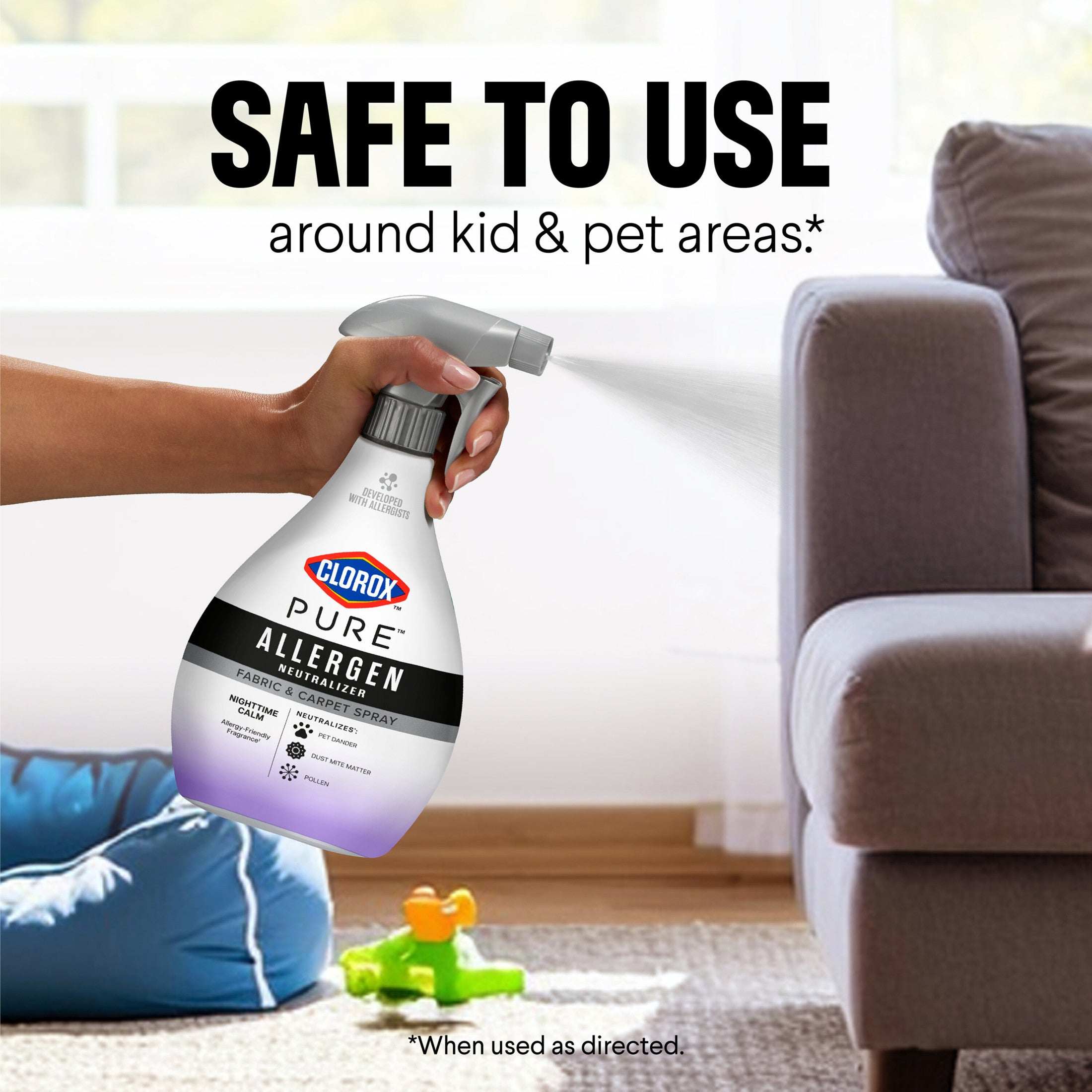 Clorox PURE Allergen Neutralizer Fabric and Carpet Spray, Nighttime Calm, 26 fl. oz. Spray Bottle