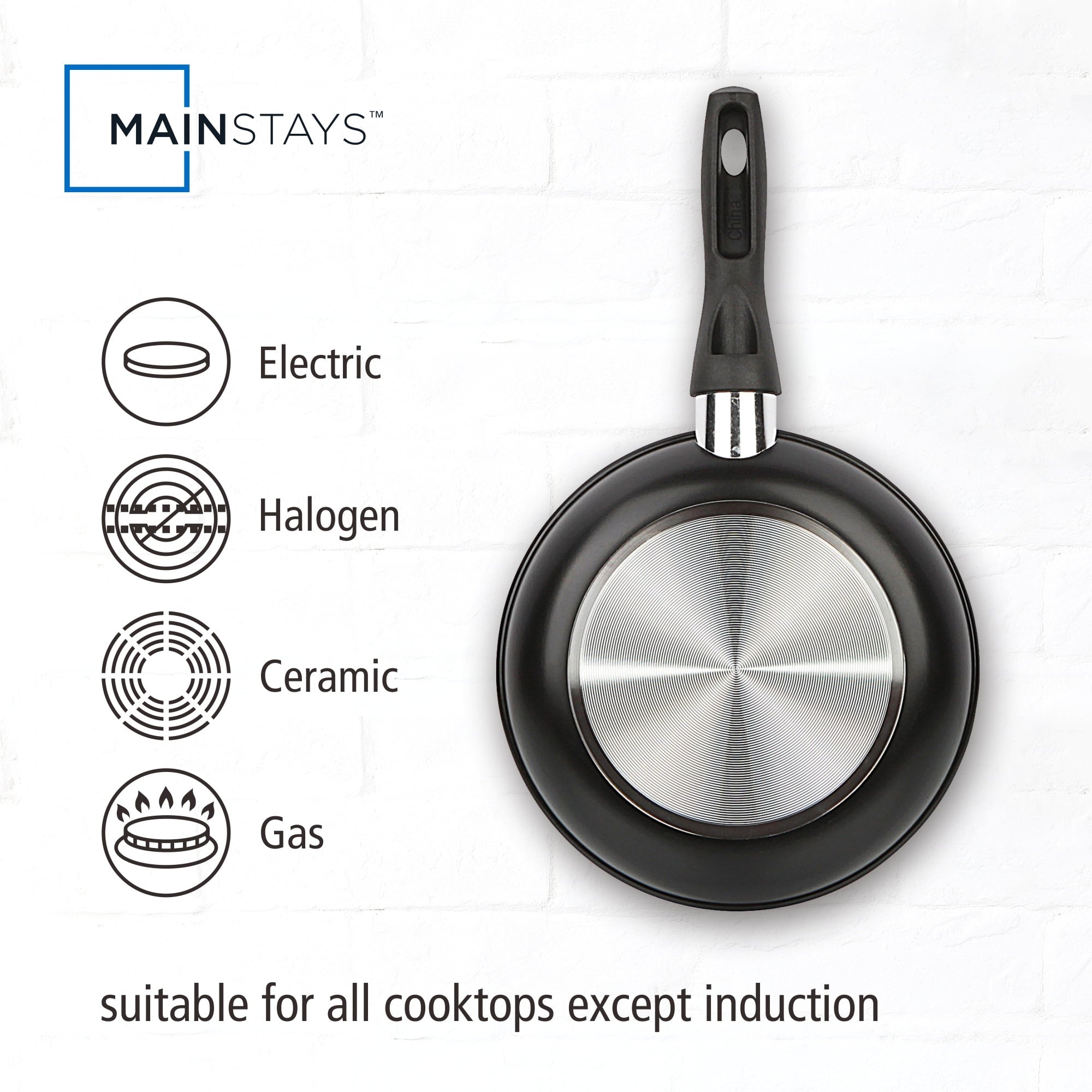 Mainstays 8" Non-Stick Aluminum Skillet Black Dishwasher Safe