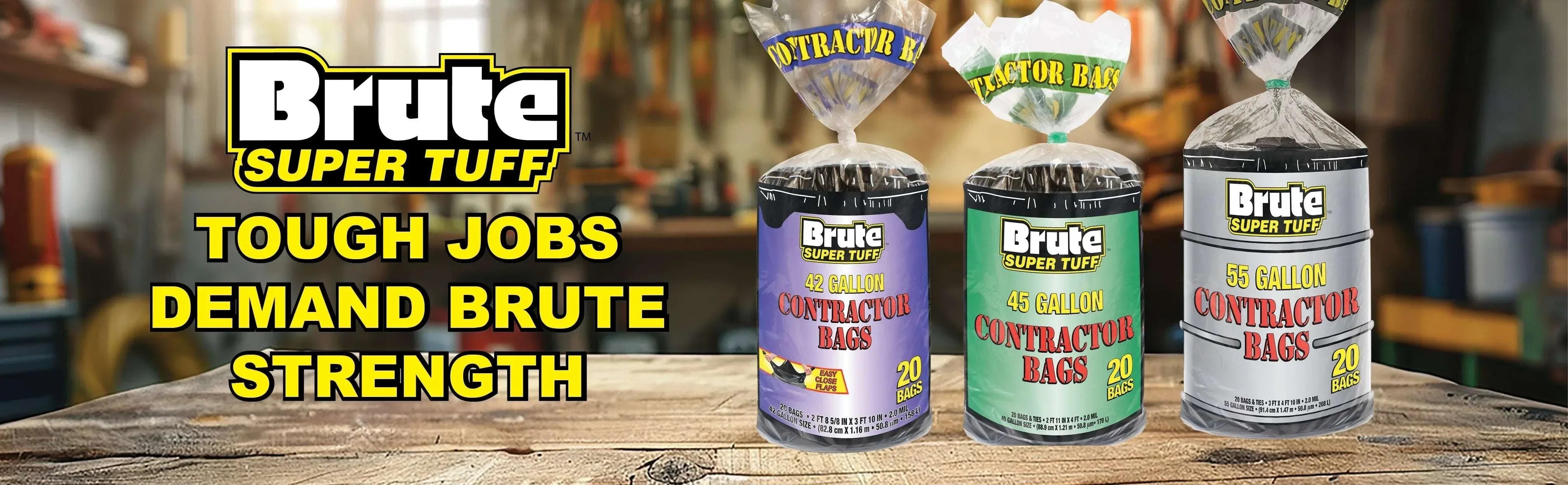 Brute Super Tuff® Contractor Bags, 55 Gallon, 20 Bags (Twist Tie)