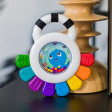 Octopus chillable rattle and teether standing with colorful tentacles and face panel