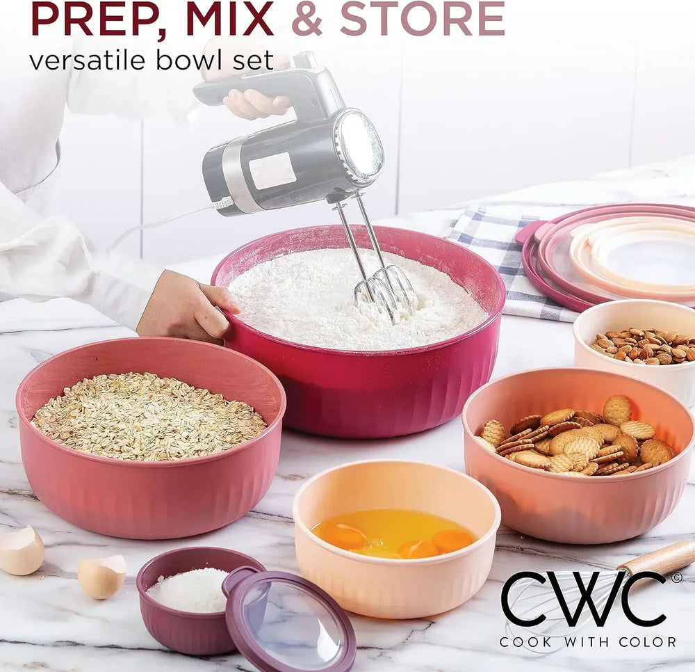 COOK WITH COLOR Meal Prep Containers Wide Mixing Bowls Food Storage Containers with Lid - USA MEGA SHOP