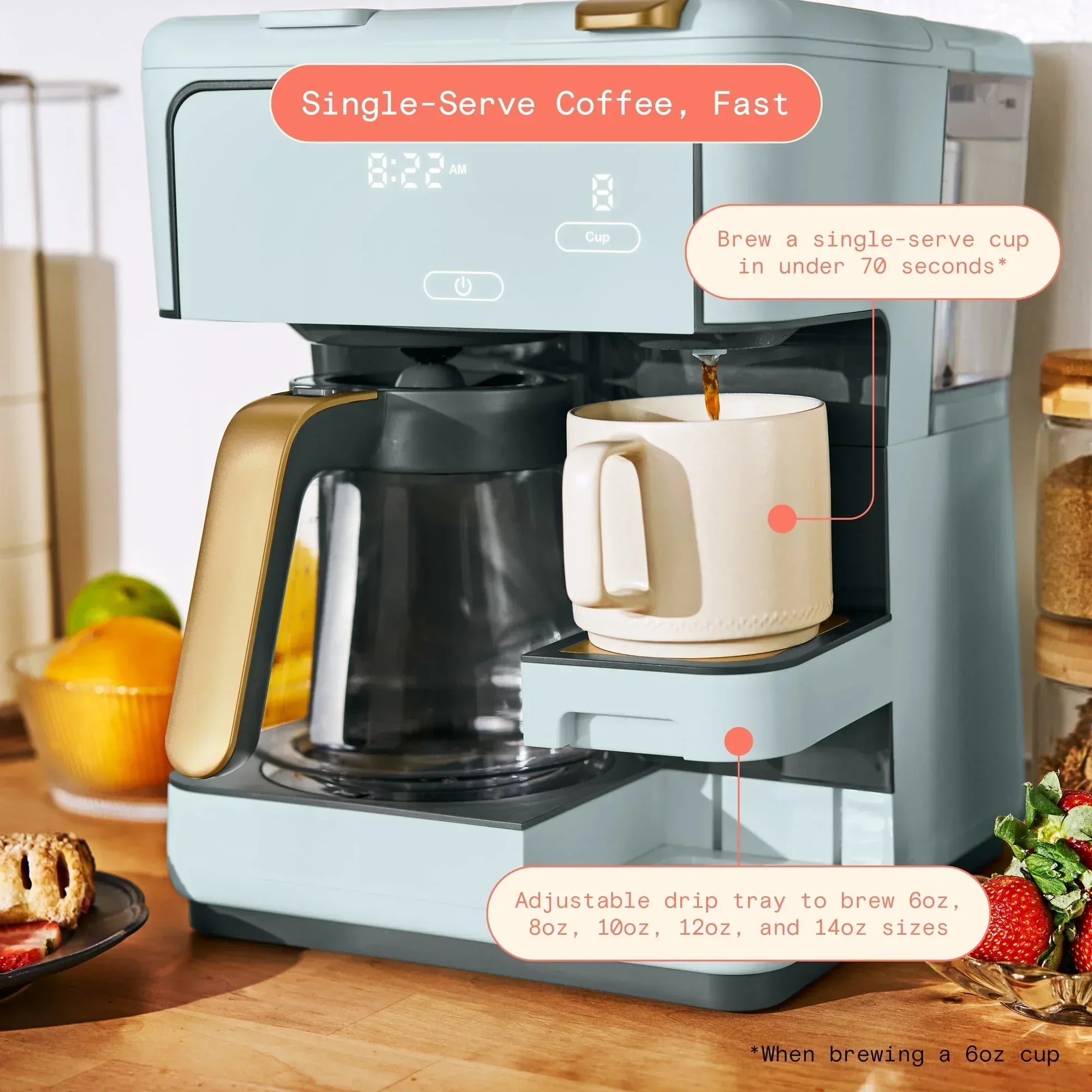 Beautiful Multi-Brew 12-Cup Programmable Drip & Single-Serve Coffee Maker, White Icing by Drew Barrymore