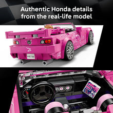 Pink LEGO Speed Champions race car toy with open cockpit and dashboard