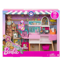 Barbie pet boutique playset retail box with doll and pet accessories