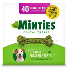 Dental dog treat bag showing 40-count badge and green bone-shaped treats