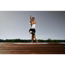 Adjustable knee support brace with two straps, black open kneecap