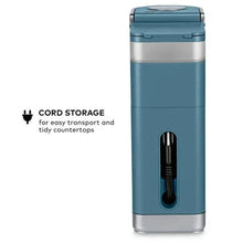 Evening teal single-serve coffee maker with cord storage on back panel