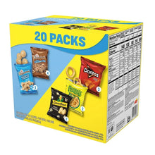 Snack chip variety multipack box angled view with Nutrition panel on side