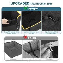 PETSFIT dog booster seat black with safety rope and sturdy buckles detail