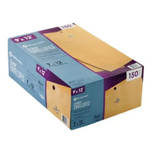 Clasp envelopes box, 9 in x 12 in, yellow kraft envelopes in a carton