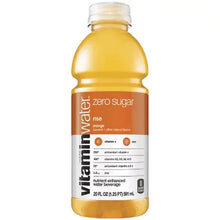 Glaceau vitaminwater zero sugar water bottle in orange, labeled zero sugar rise orange