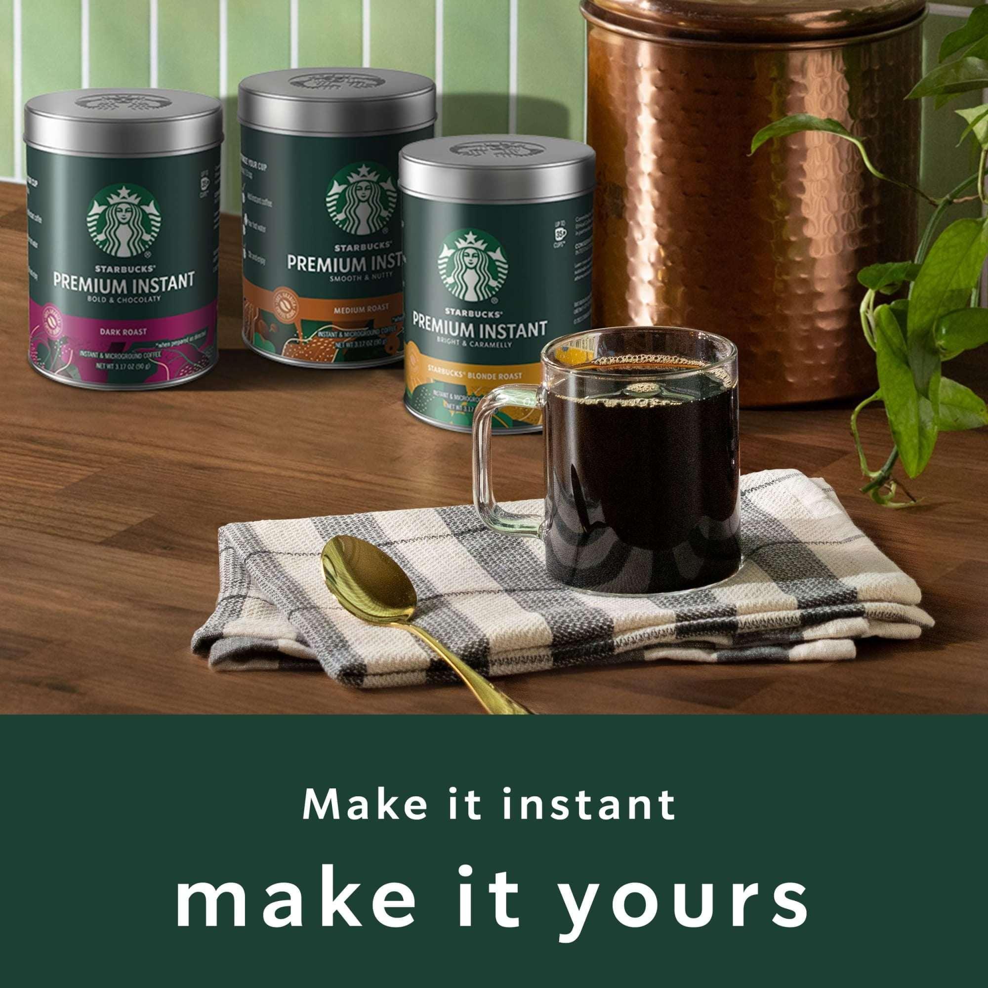 Starbucks Premium Instant Coffee, Starbucks Blonde Roast Coffee, Arabica Beans, 3.17 oz