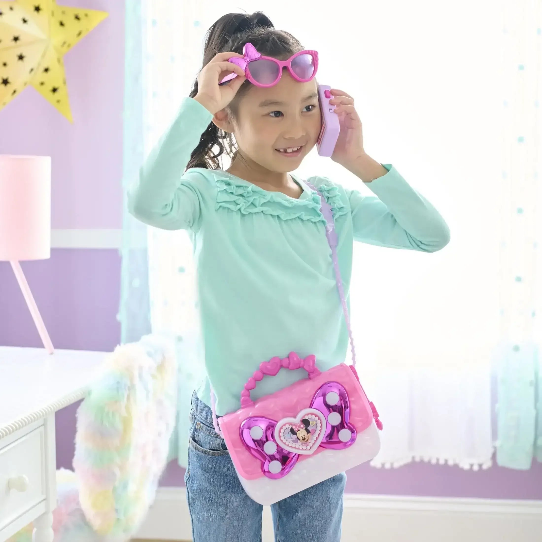 Disney Junior Minnie Mouse Bowfabulous Bag Set, 7-piece, Pretend Play, Kids Toys for Ages 3 Up - USA MEGA SHOP