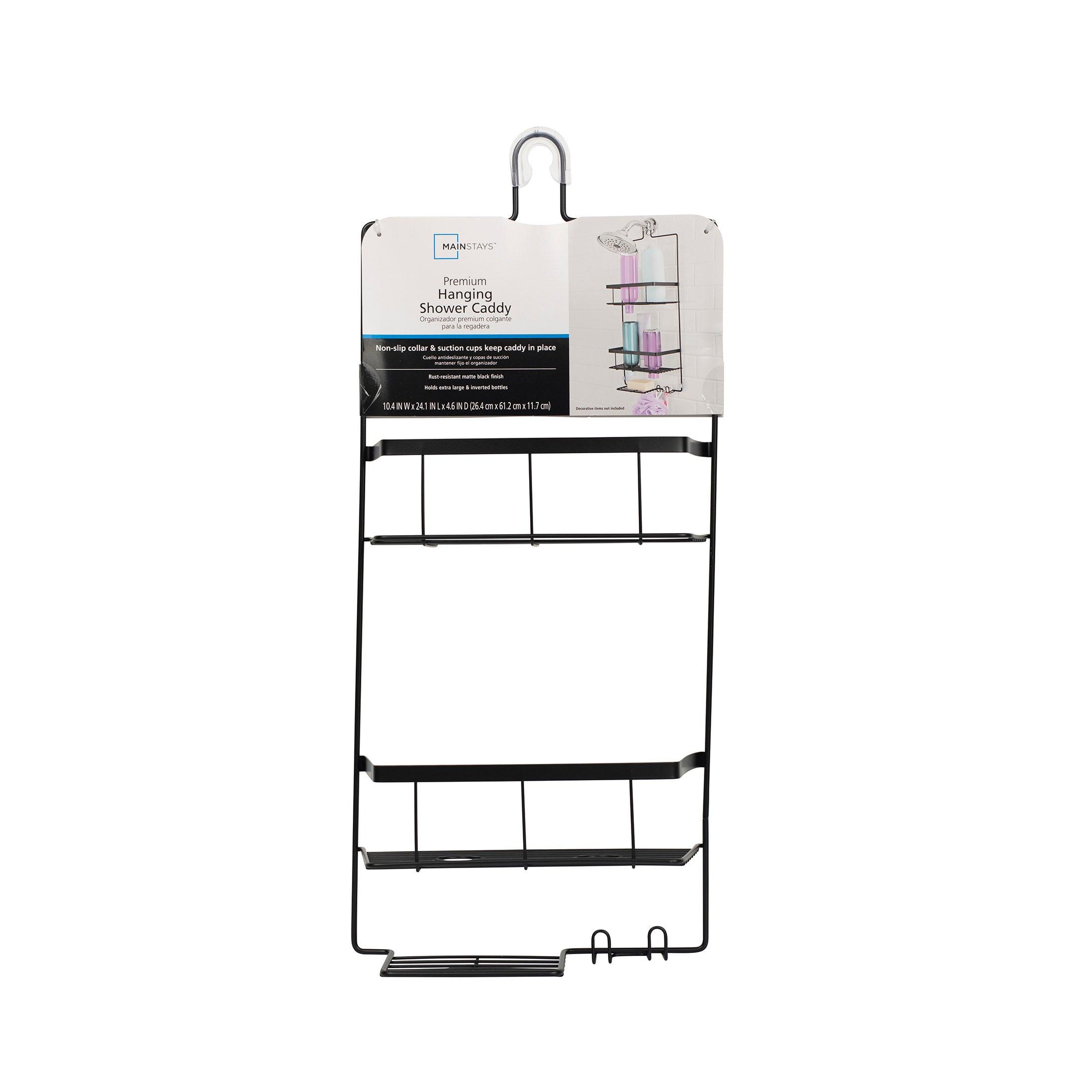 Cesto organizador para ducha colgante Mainstays de color negro mate premium con 2 estantes y jabonera
