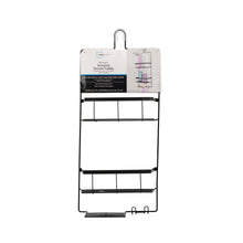 Mainstays hanging shower caddy retail package, 2-shelf design with soap tray
