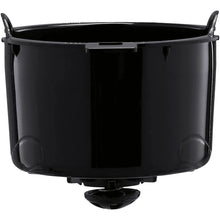Black drip coffee maker burner base and underside view with drip outlet
