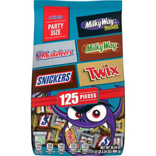Chocolate candy assortment minis bag showing 125 pieces and brand labels (Mix size)