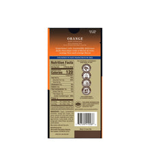 Nutrition facts panel for orange dark chocolate bar
