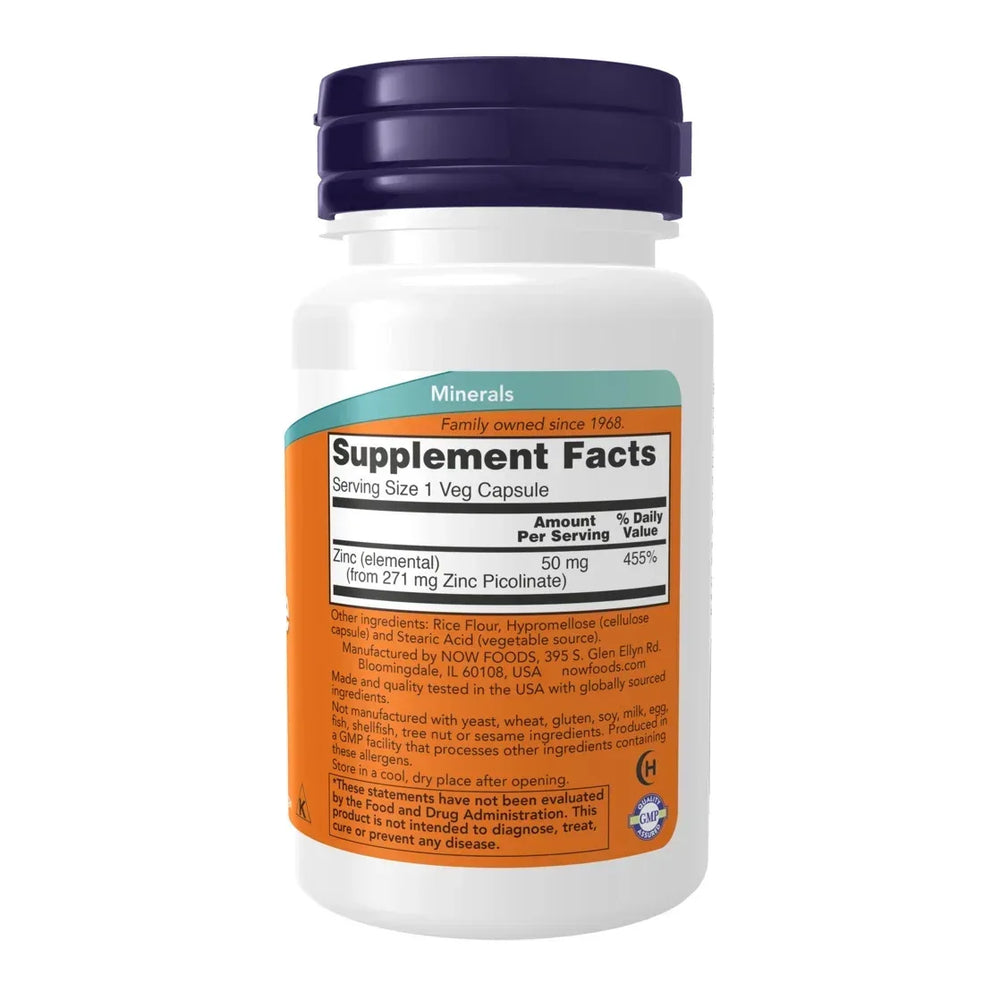 NOW Foods, Zinc Picolinate, 50 mg, 120 Veg Capsules - USA MEGA SHOP