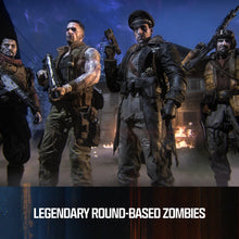 Zombie shooter game artwork with five armed characters walking forward
