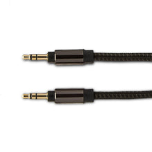 3.5 mm AUX cable with two gold-plated plugs and black molded strain relief ends