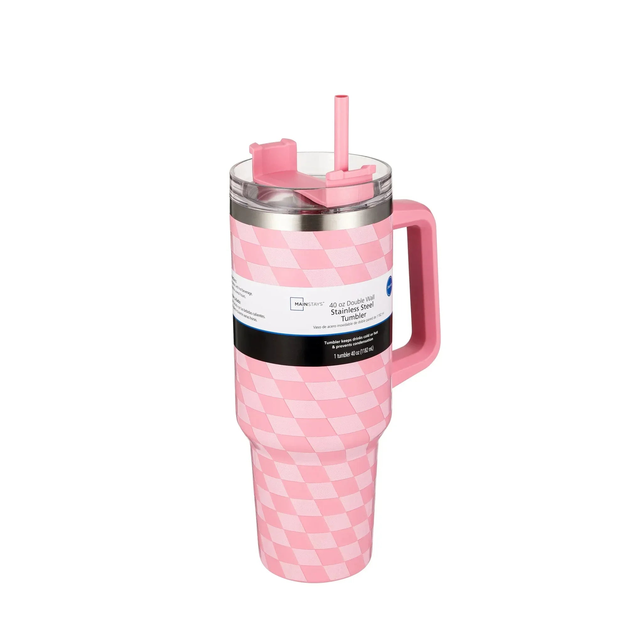 Mainstays 40oz Blue Diamond Pattern Tumbler Stainless Steel Double Wall