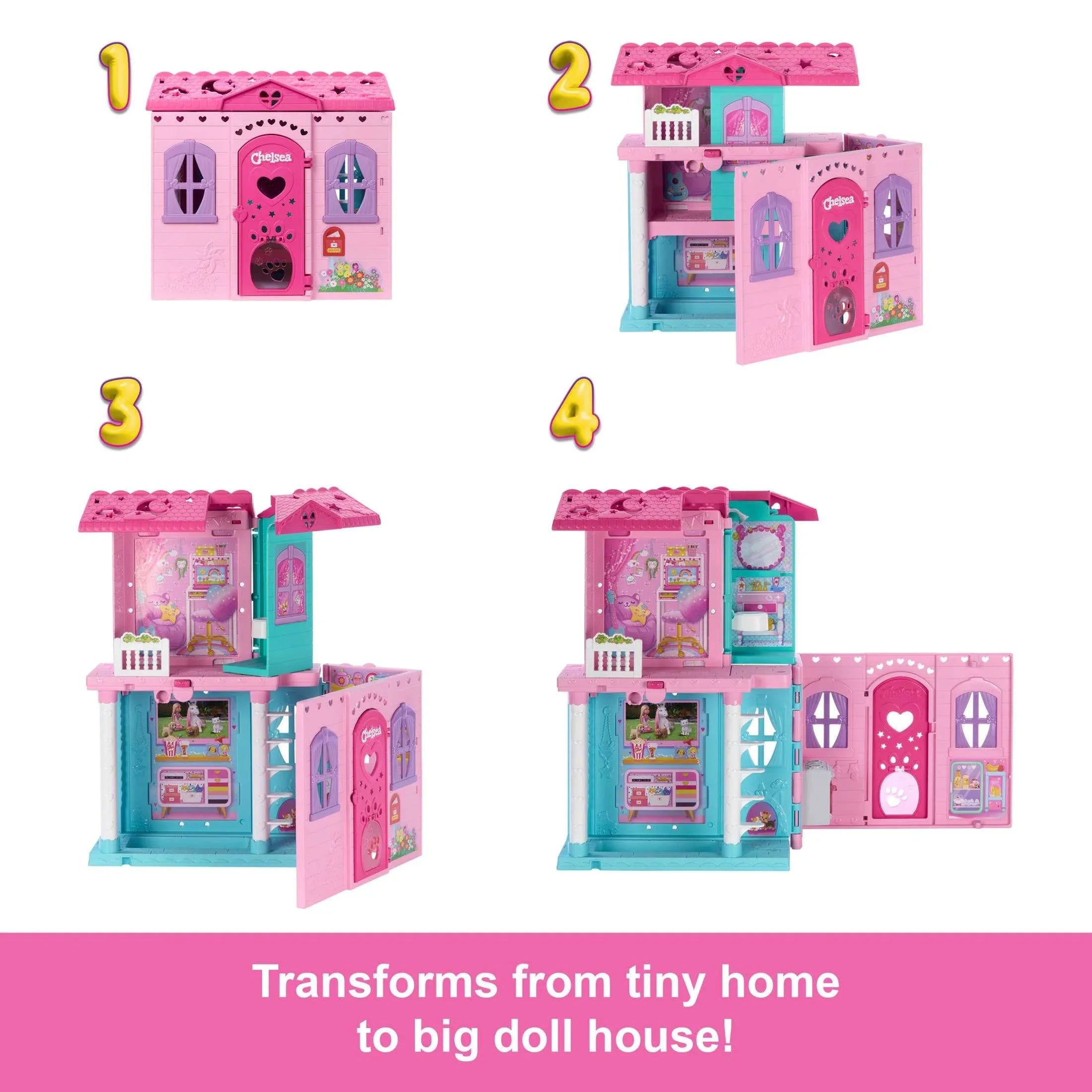 Barbie Chelsea Pop-Up Doll House with Doll & 15+ Accessories, House Expands to 17+ x 13+ inches - USA MEGA SHOP
