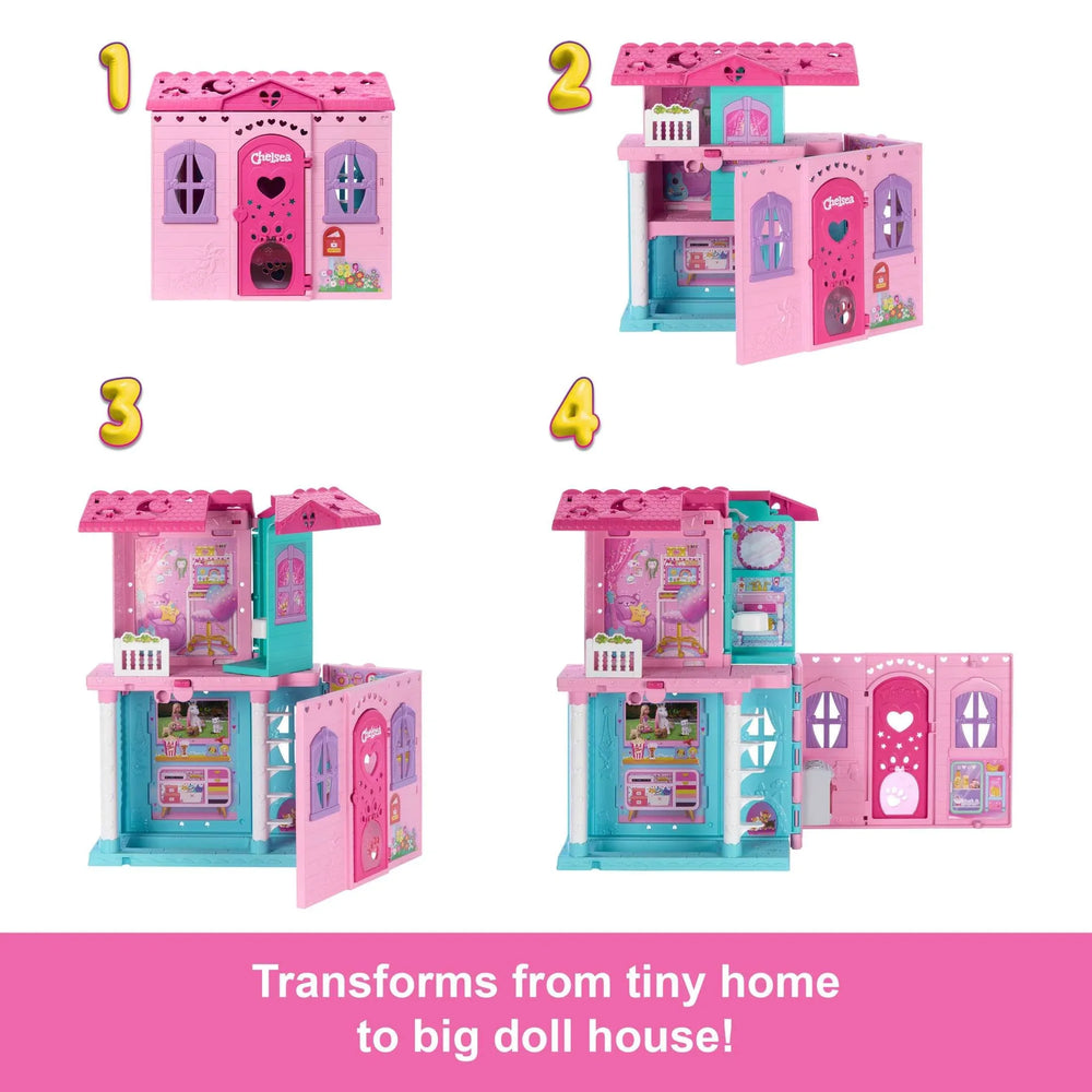 Barbie Chelsea Pop-Up Doll House with Doll & 15+ Accessories, House Expands to 17+ x 13+ inches - USA MEGA SHOP
