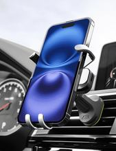 Bracketron AutoGrip universal vent phone mount with phone clipped into the cradle
