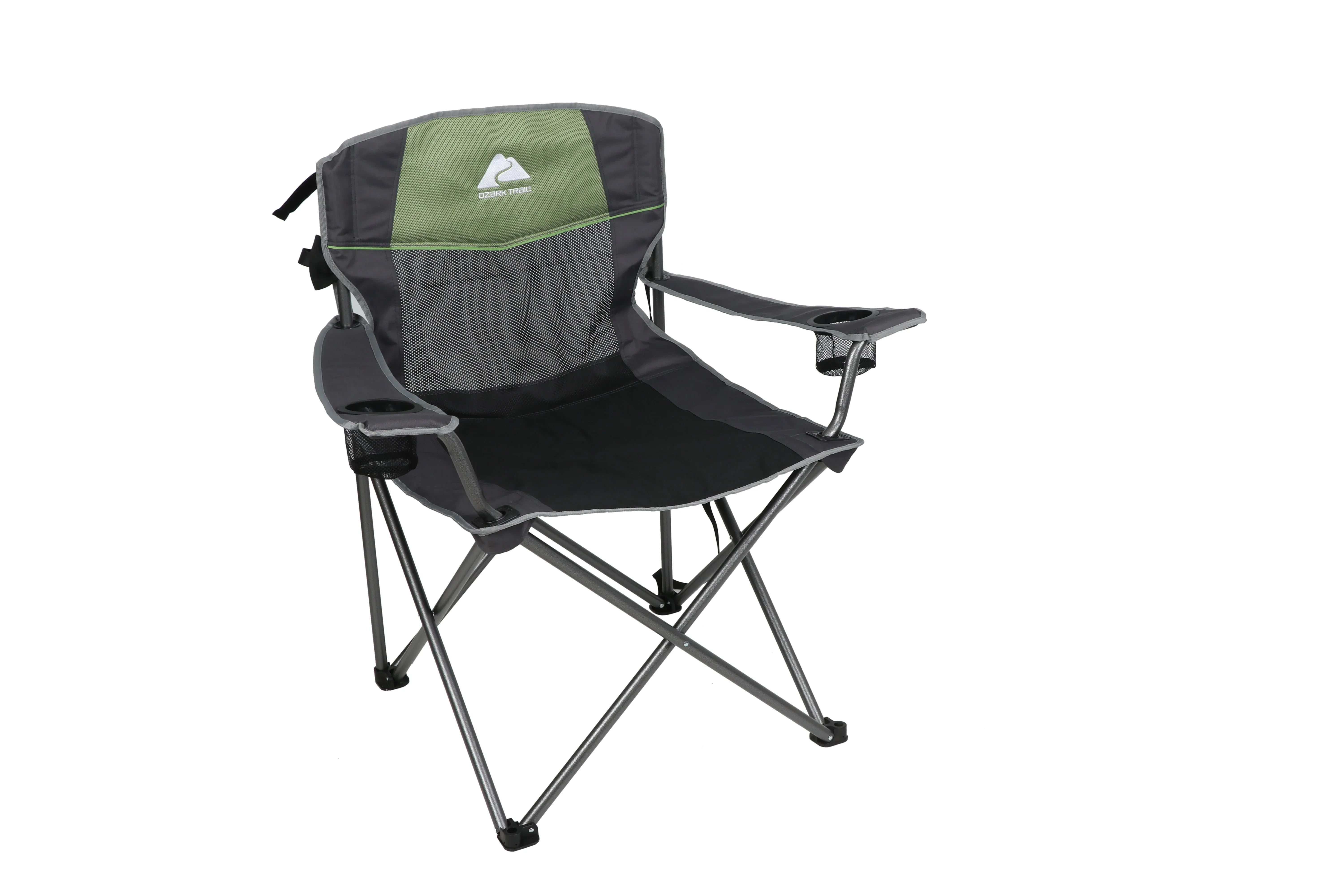 Ozark Trail Oversized Big and Tall Camp Chair with Cup Holders, Green, Adult, - USA MEGA SHOP