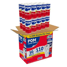 POM 2-ply paper towels display case with 30 individually wrapped rolls