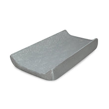 Contoured changing pad base in grey with curved corners and contoured top
