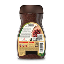 Instant coffee jar back label with barcode and serving instructions
