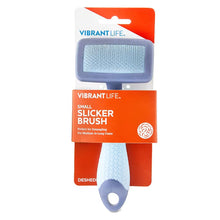 Vibrant Life small slicker brush on orange retail card, blue pin pad and handle