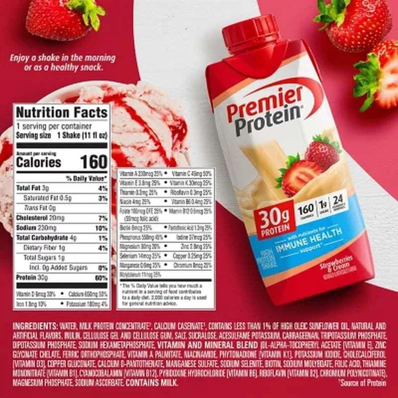 Premier Protein 30G High Protein Shake, Strawberries & Cream (11 Fl. Oz., 15 Pk.)