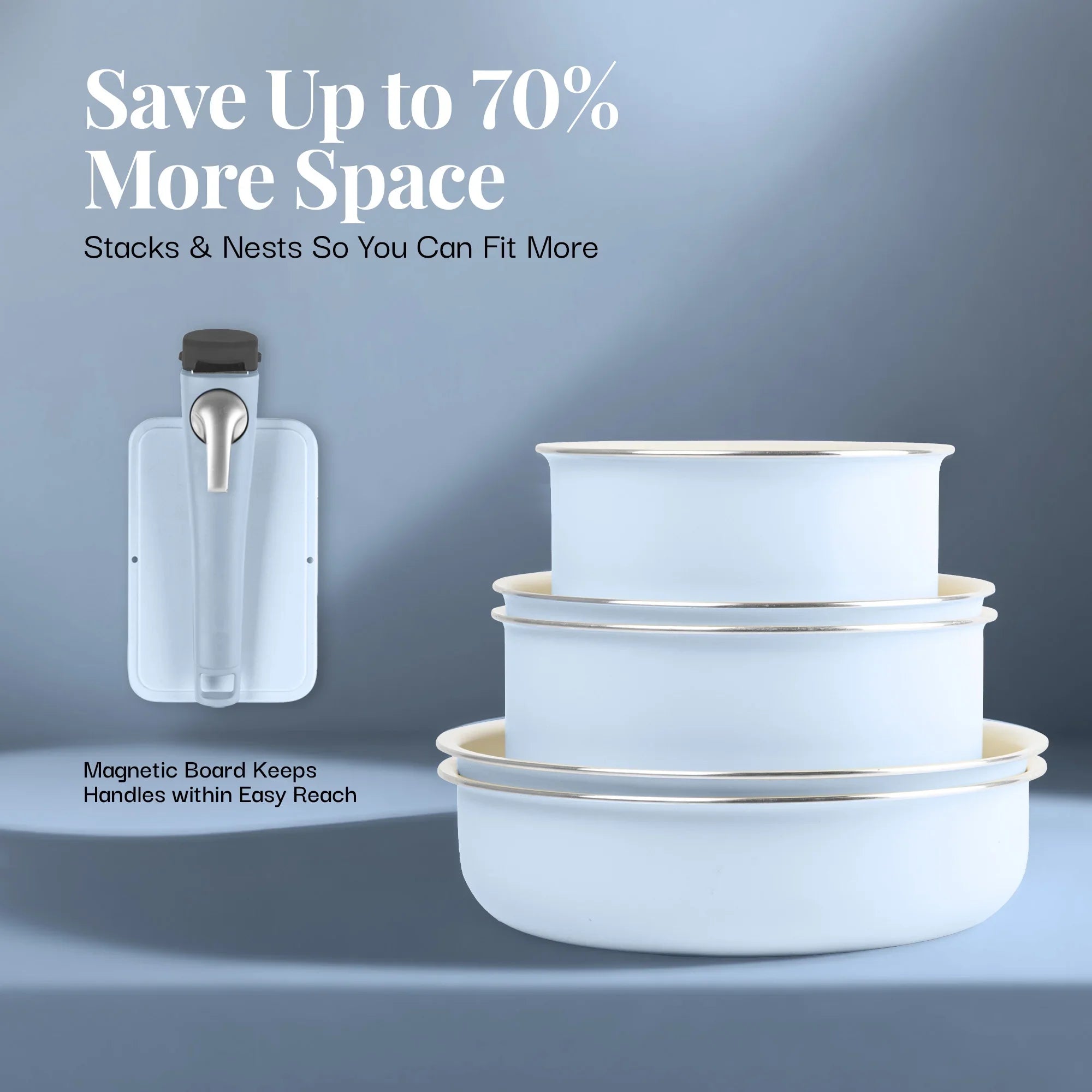 Gotham Steel 18 Pcs Pots and Pans set Non Stick, Ceramic Pan Cookware Set W/ Detachable Handle, RV Kitchen Cooking Set with Secure Lock Removable Handles, Oven Safe Nonstick Pan Set