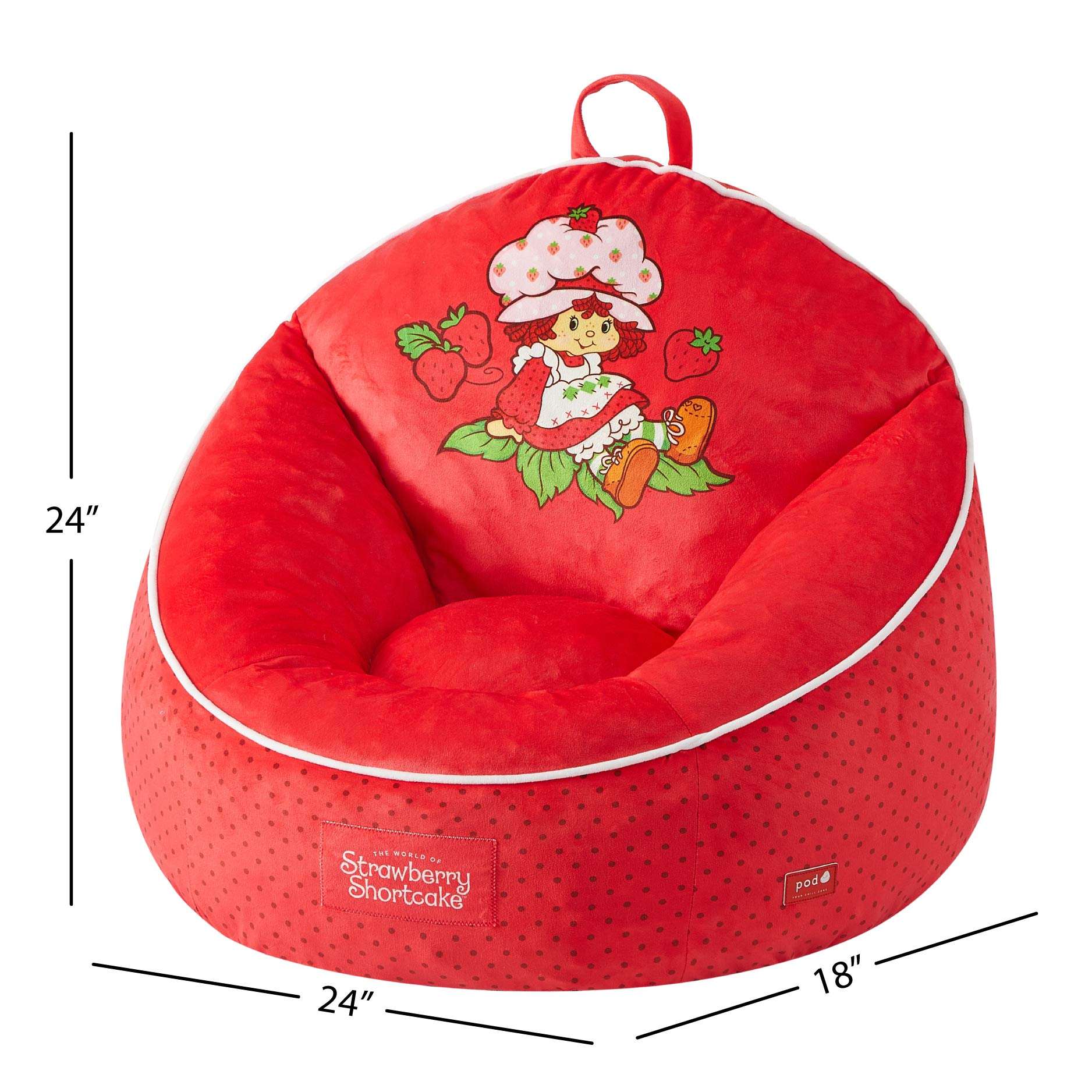 Strawberry Shortcake Kids' Compressed Foam Bean Bag Chair, Red