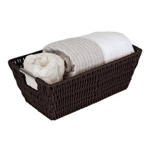 Simplify Small Shelf Rattan Tote Storage Basket in Chocolate