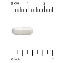 White capsule on measuring ruler for size reference