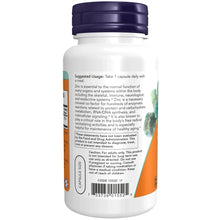 Zinc picolinate supplement bottle with capsule size and usage text panel