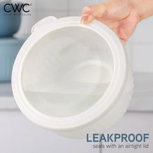White ribbed meal prep container lid with air-tight leakproof seal