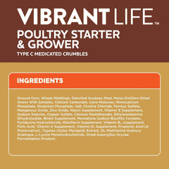 Vibrant Life Poultry Starter and Grower Type C Medicated Crumbles, 5 lb Bag