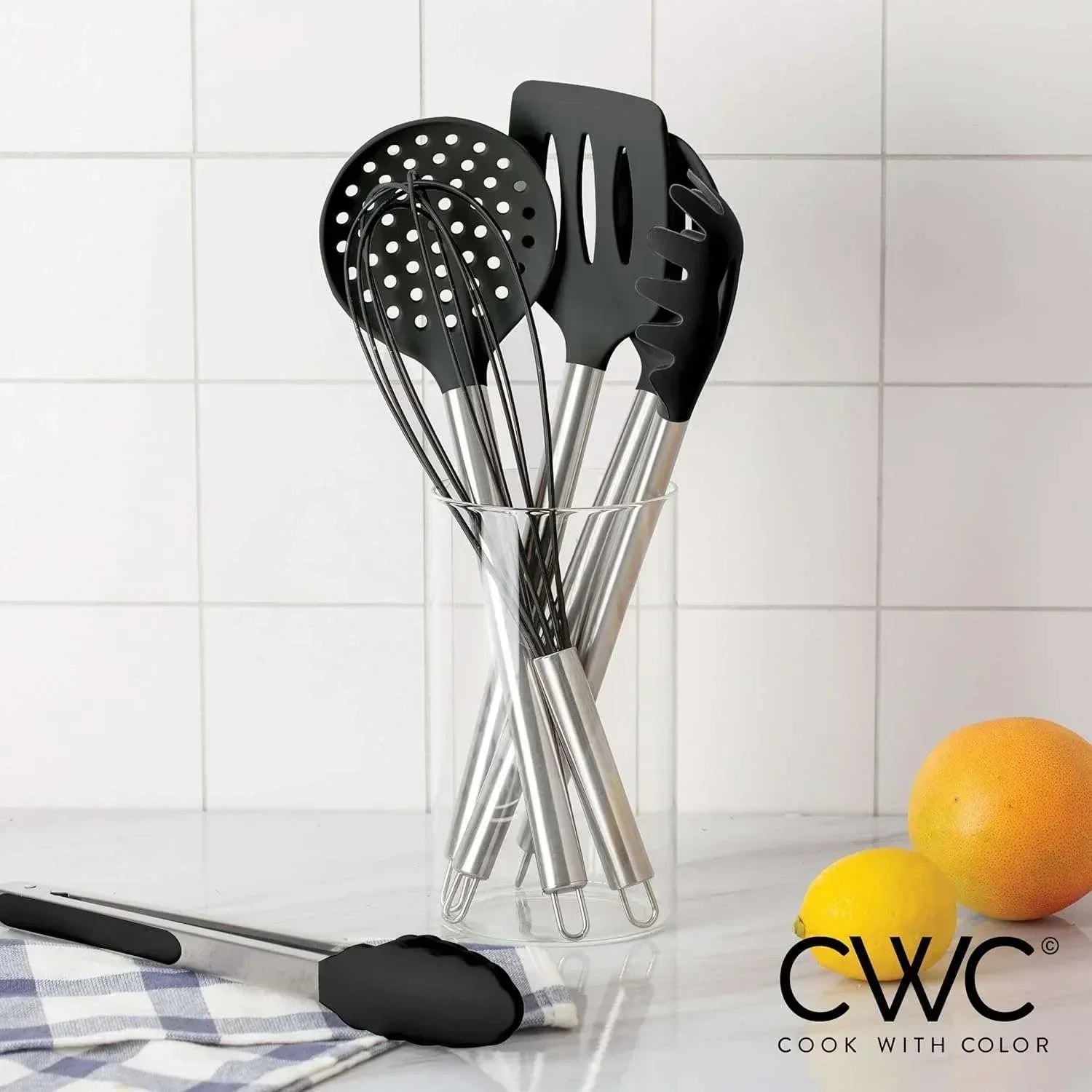COOK WITH COLOR 10-Pc Cooking Utensils Set Kitchen Gadgets & Essentials, Black