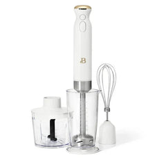 Beautiful Cordless Immersion Blender with Chopper, Whisk & Measuring Cup, White Icing by Drew Barrymore - USA MEGA SHOP